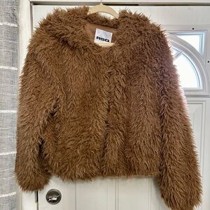 RSQ Chestnut Brown Faux Fur Teddy Coat